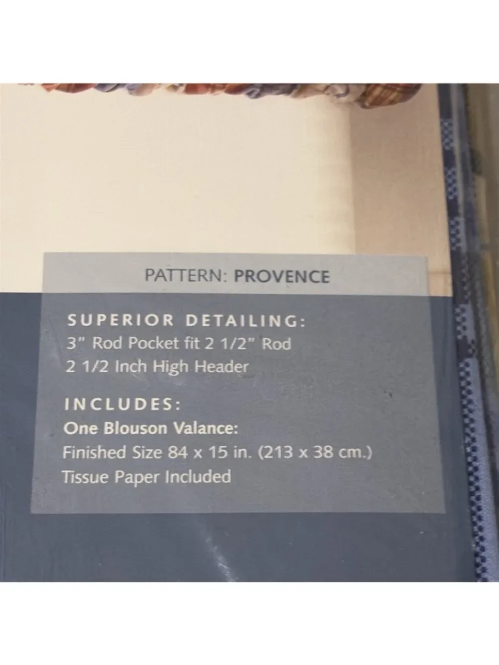 VTG SEARS Whole Home Blouson Valance Periwinkle Blue Plaid Provence 84X15